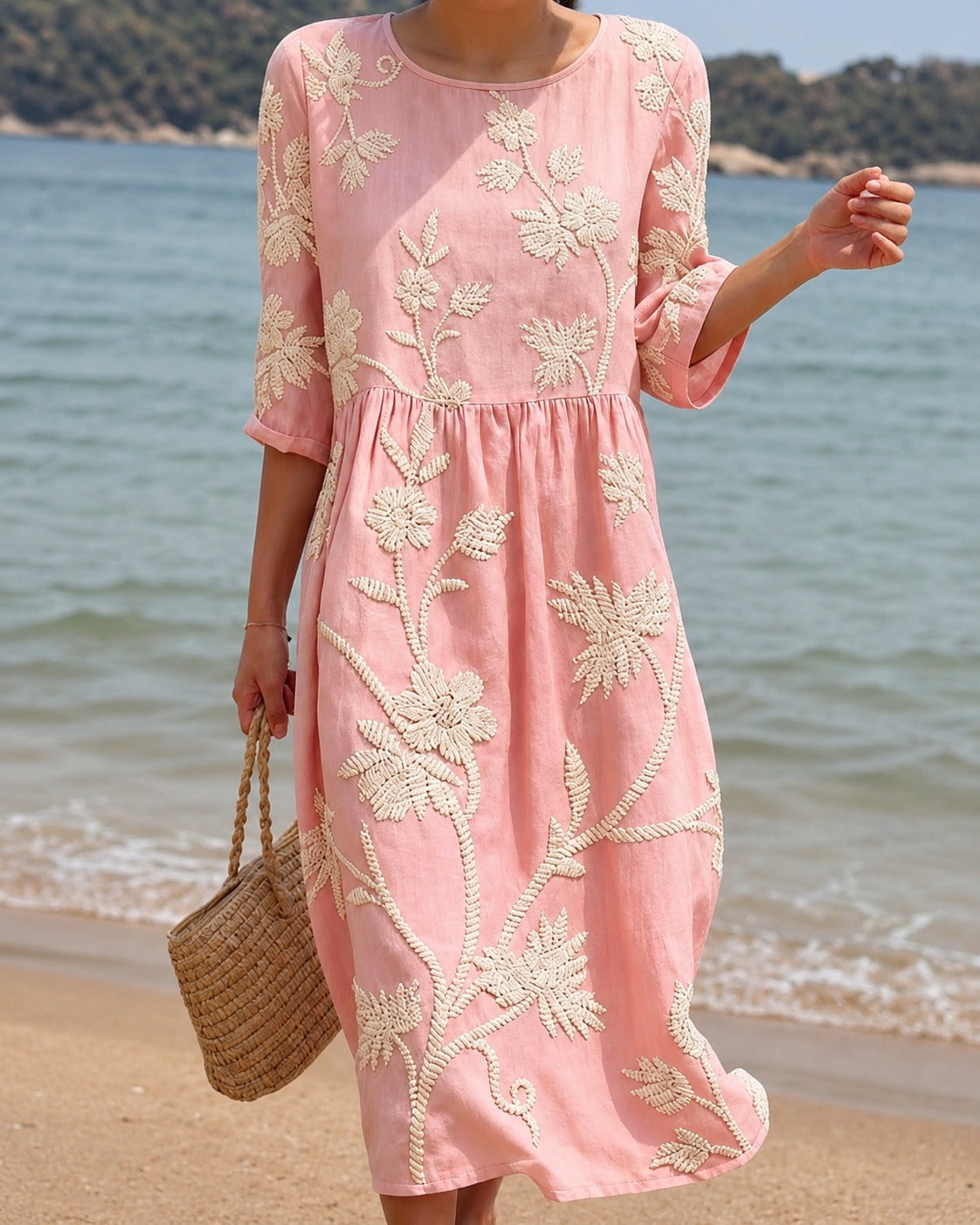 Teresa - Robe Midi Élégante avec Broderies