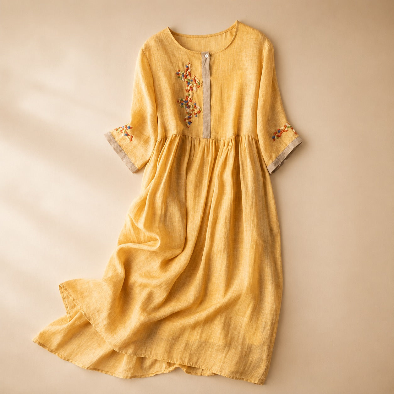 Laura - Robe Décontractée de Style Bohémien avec Broderies