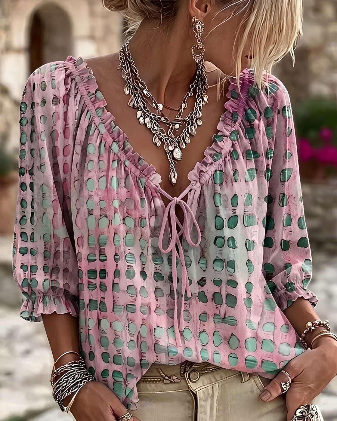 Candice - Blouse Élégante à Pois