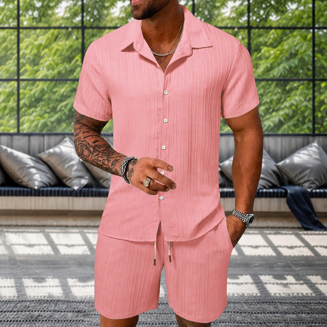Albie - Ensemble Chemise Décontractée Texturée
