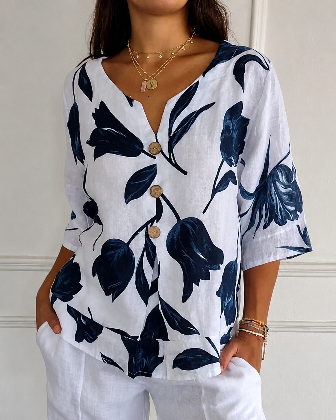 Chiara - Chemisier avec un Élégant Motif Floral