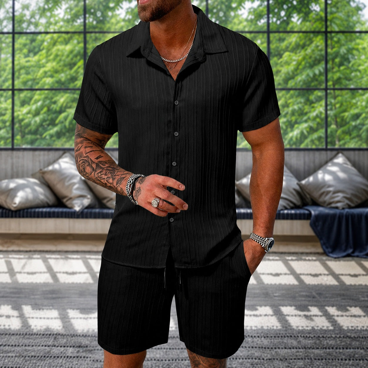 Albie - Ensemble Chemise Décontractée Texturée
