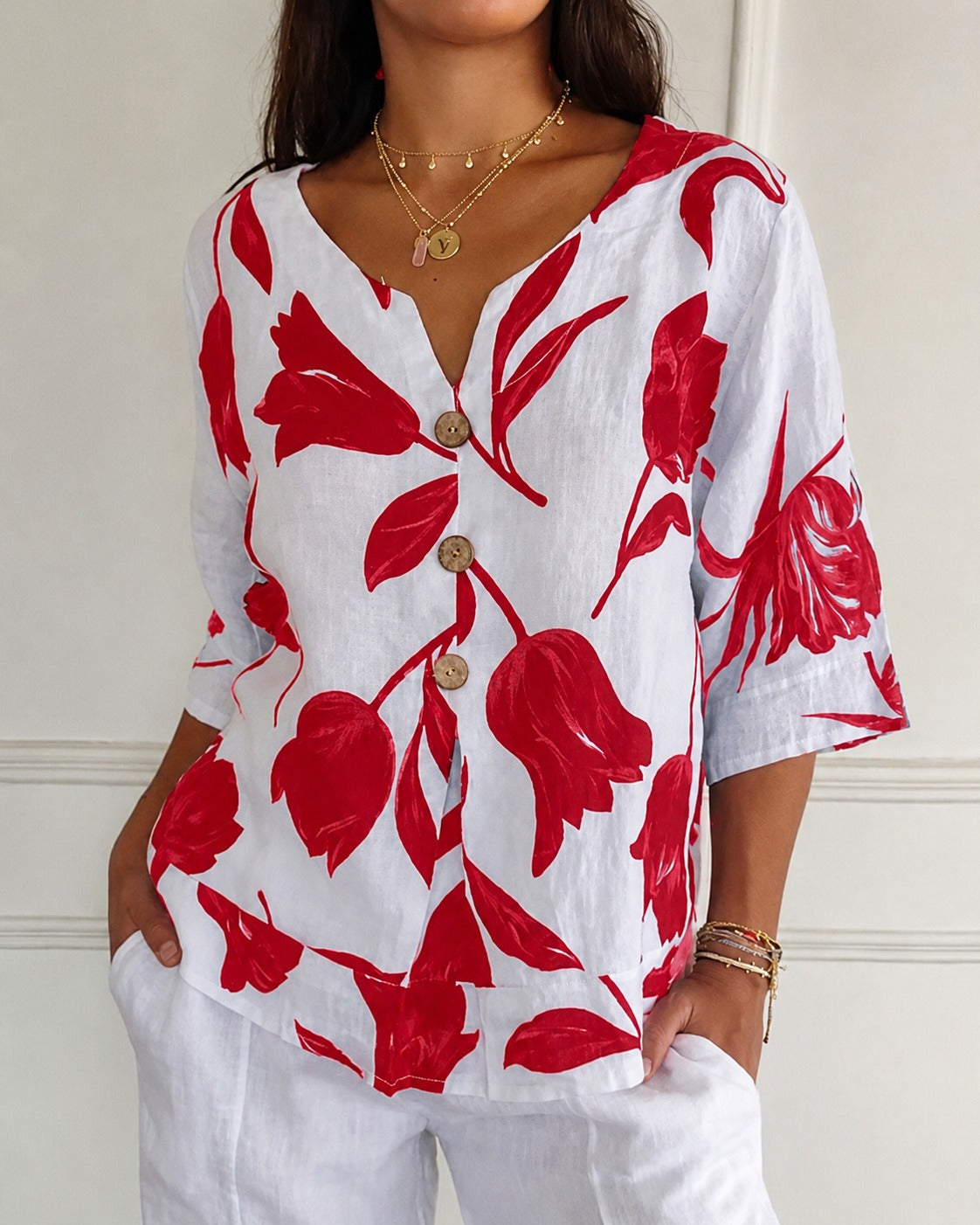 Chiara - Chemisier avec un Élégant Motif Floral