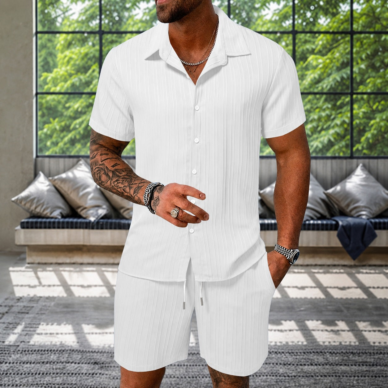 Albie - Ensemble Chemise Décontractée Texturée