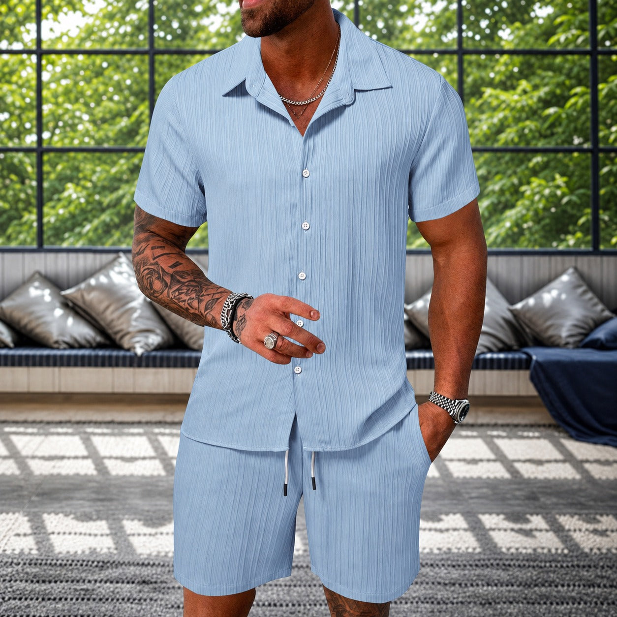 Albie - Ensemble Chemise Décontractée Texturée