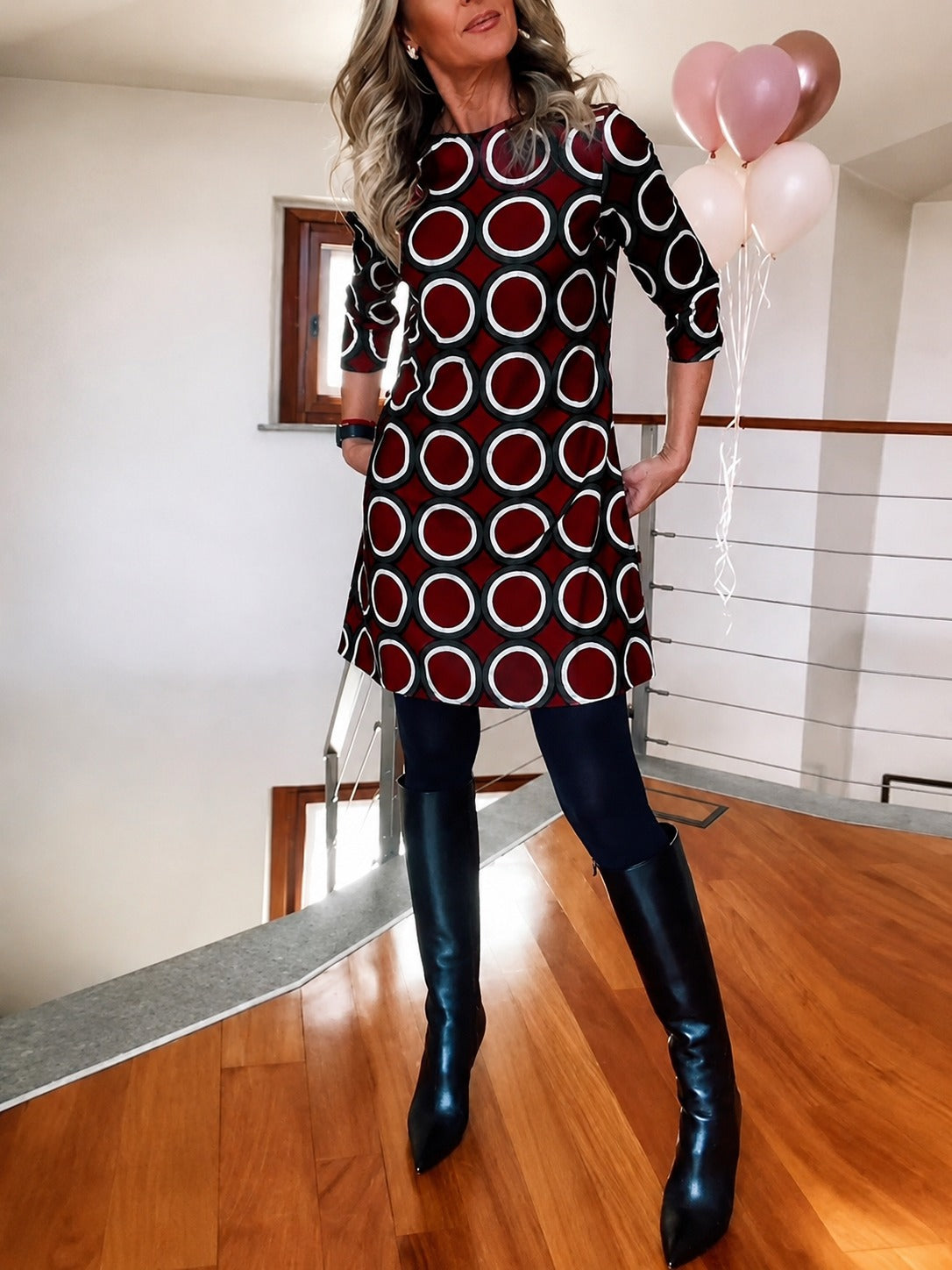 Daniela - Robe Élégante à Manches Mi-Longues