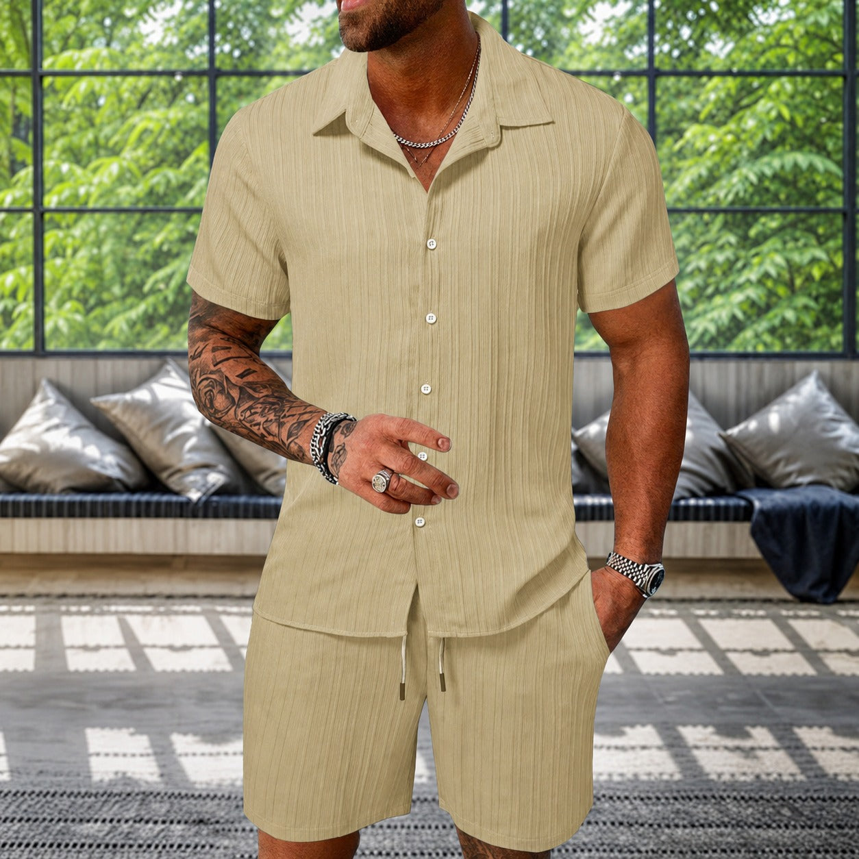 Albie - Ensemble Chemise Décontractée Texturée