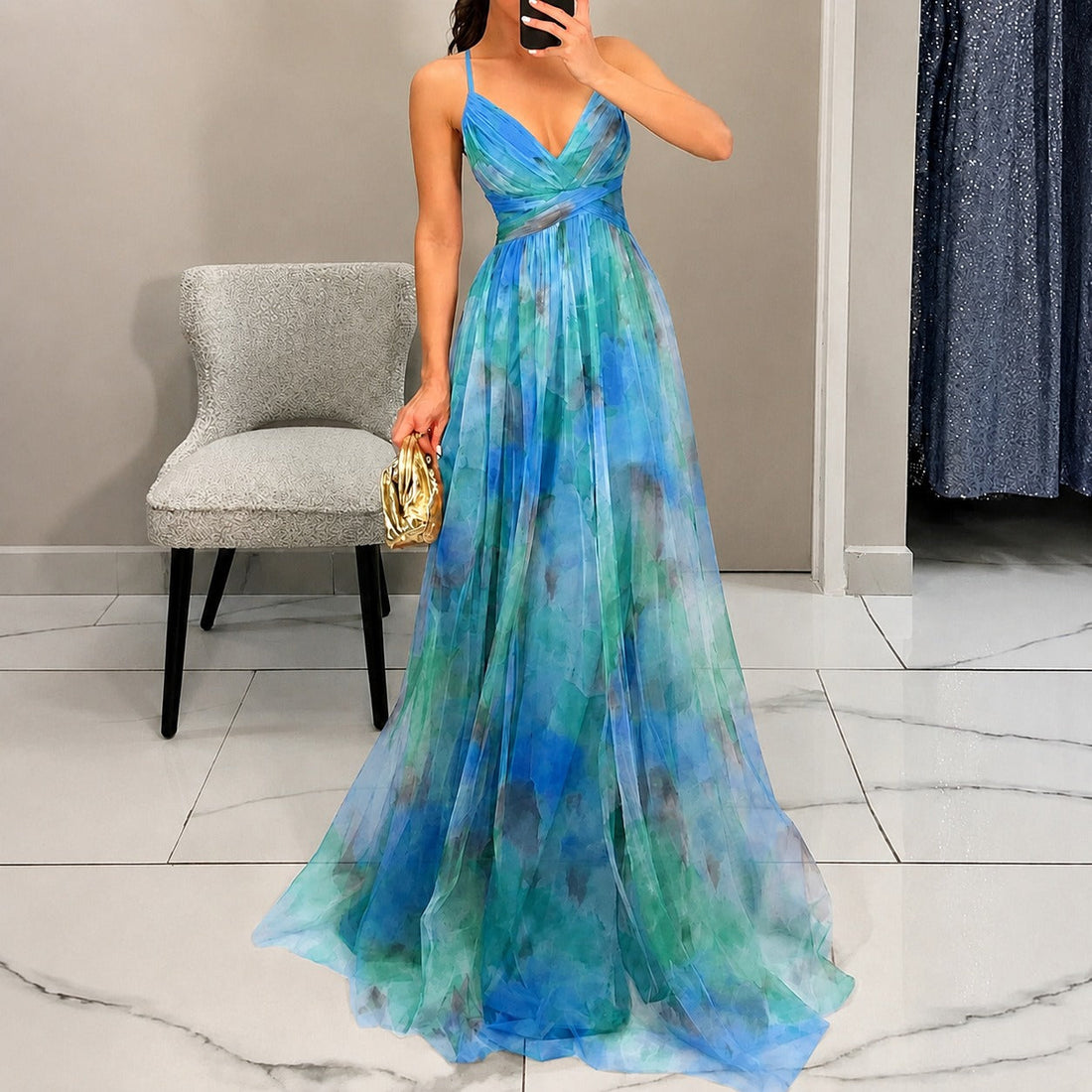 Michelle - Longue Robe avec Motif Floral