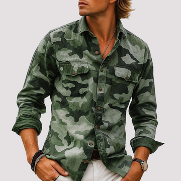 Jeffrey - Chemise à poches avec col rabattable camouflage