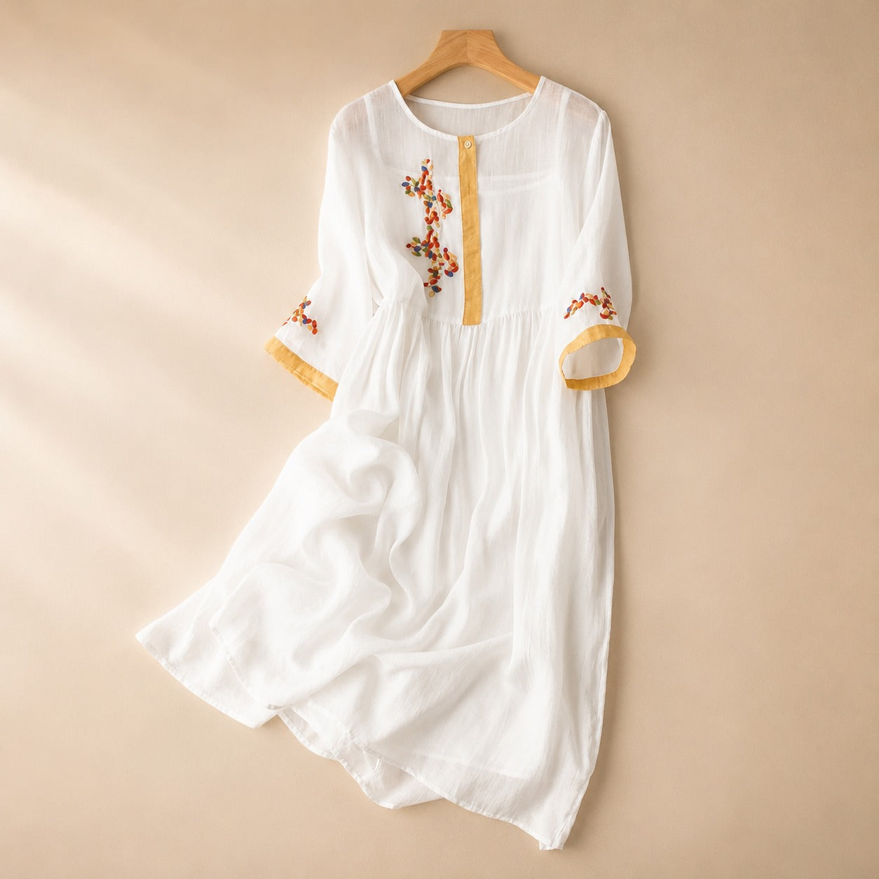Laura - Robe Décontractée de Style Bohémien avec Broderies