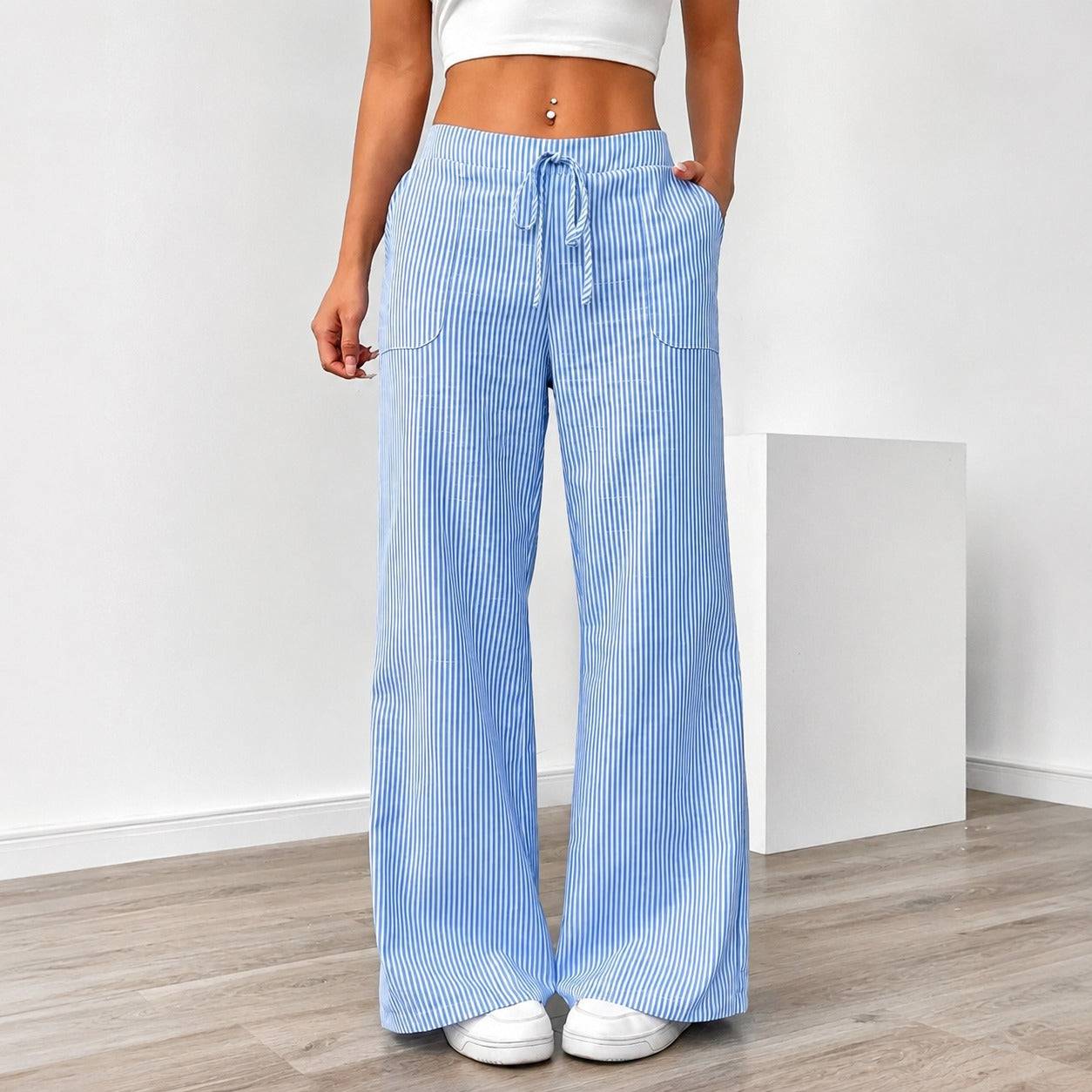Amanda - Pantalon Confort à Rayures avec Poches