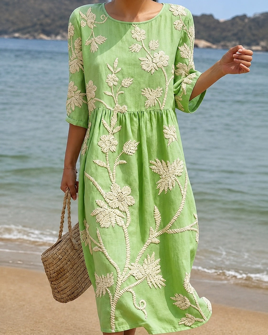 Teresa - Robe Midi Élégante avec Broderies