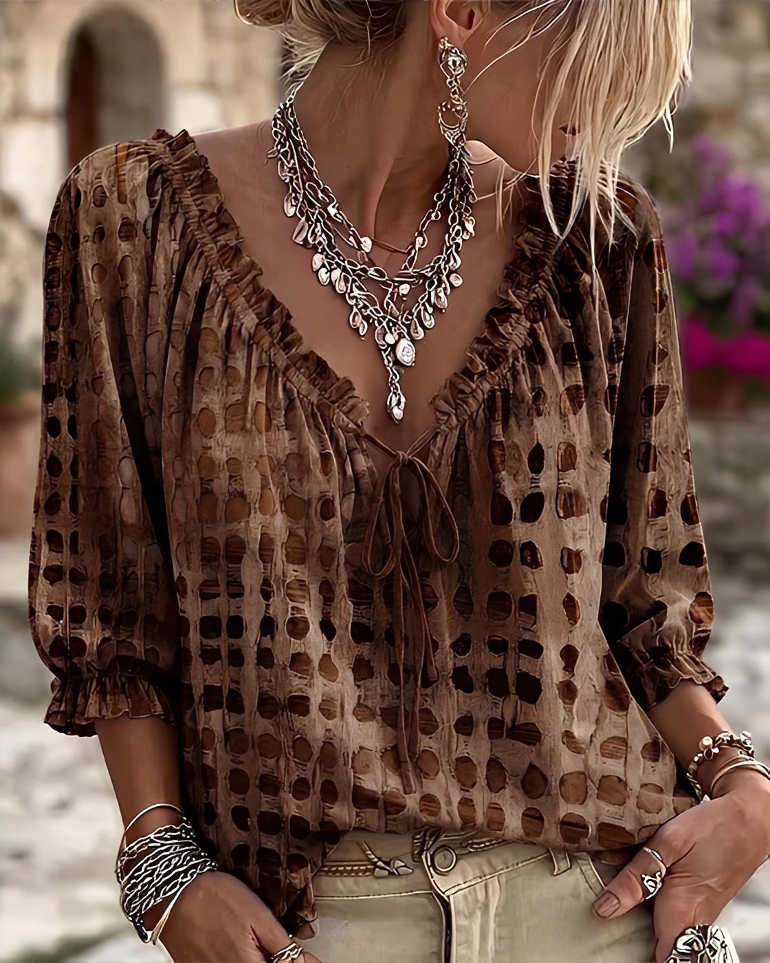 Candice - Blouse Élégante à Pois