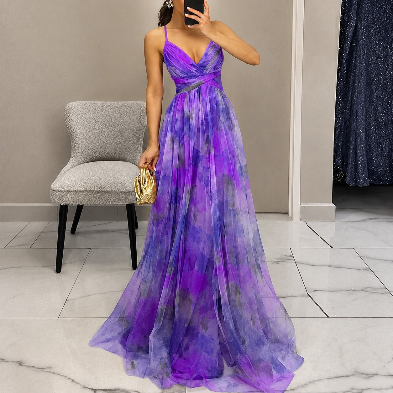 Michelle - Longue Robe avec Motif Floral