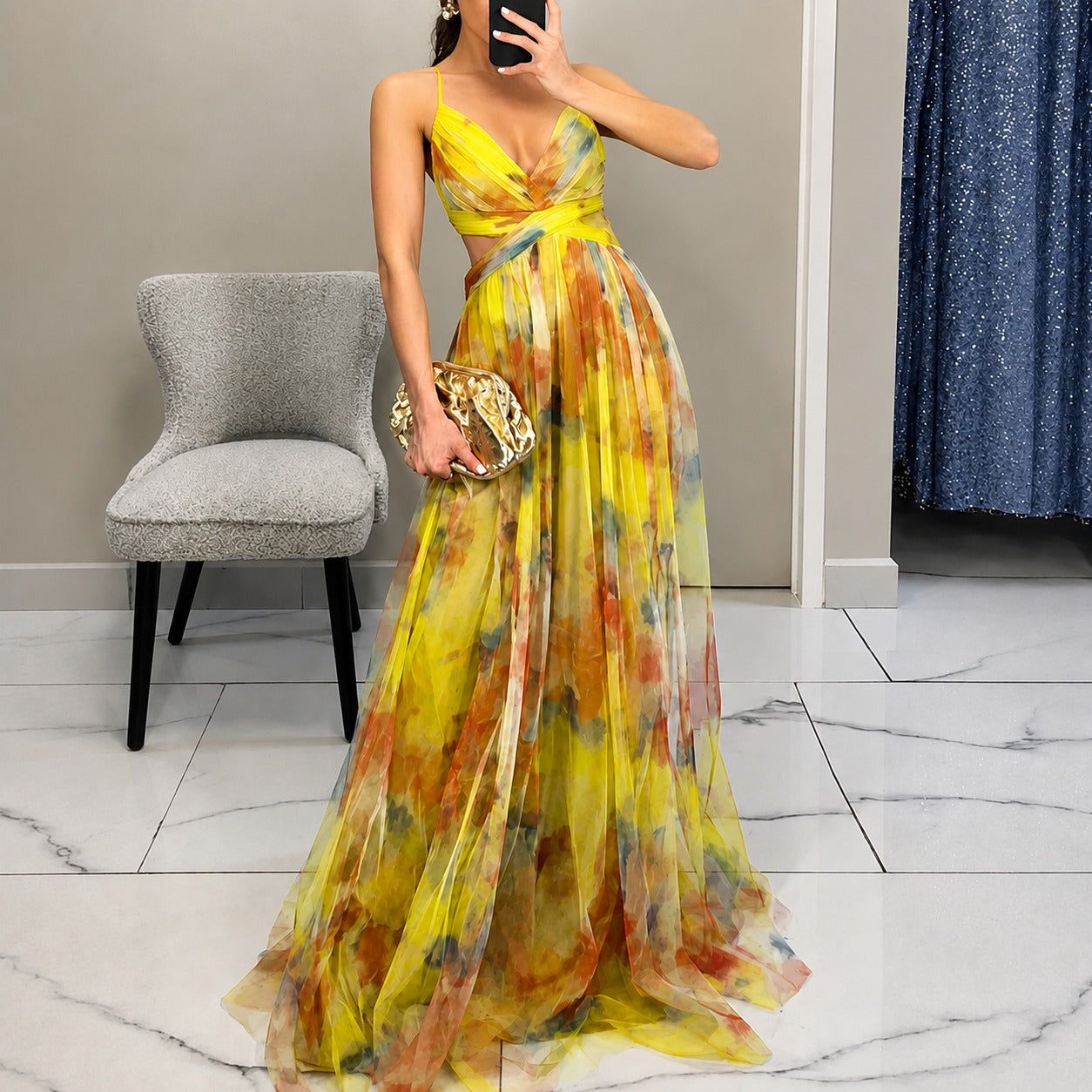Michelle - Longue Robe avec Motif Floral