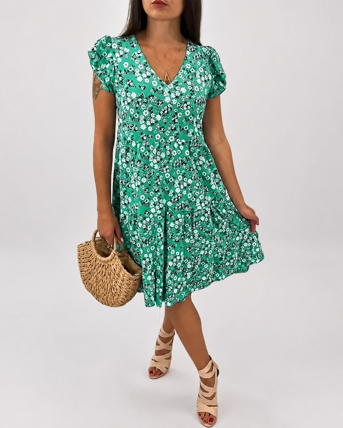 Gwen - Robe Midi à Imprimés Floraux Détendue
