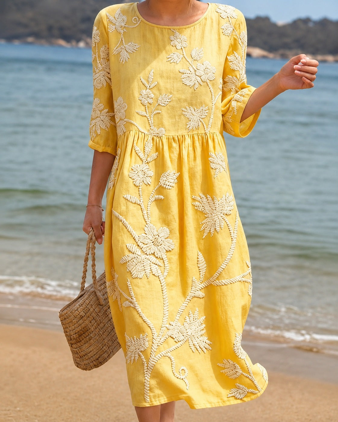 Teresa - Robe Midi Élégante avec Broderies