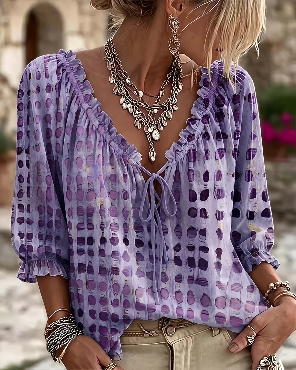 Candice - Blouse Élégante à Pois