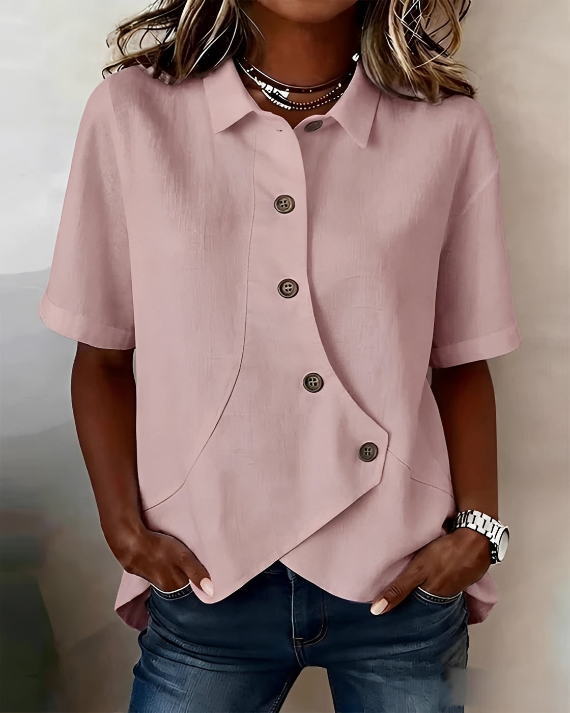 Mia - Chemise À Boutons Avec Forme Asymétrique