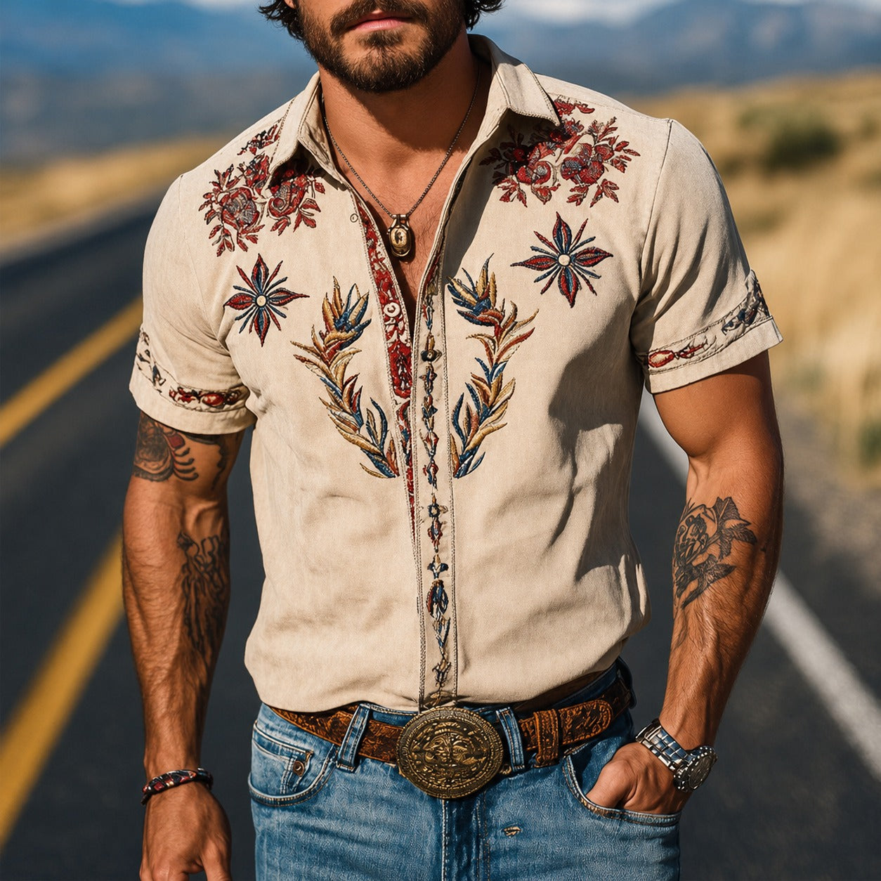 Marvin - Chemise traditionnelle embellie