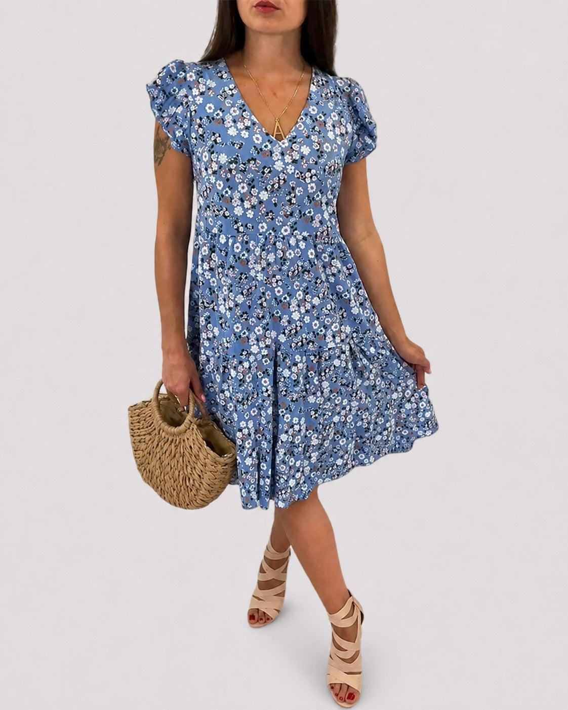 Gwen - Robe Midi à Imprimés Floraux Détendue