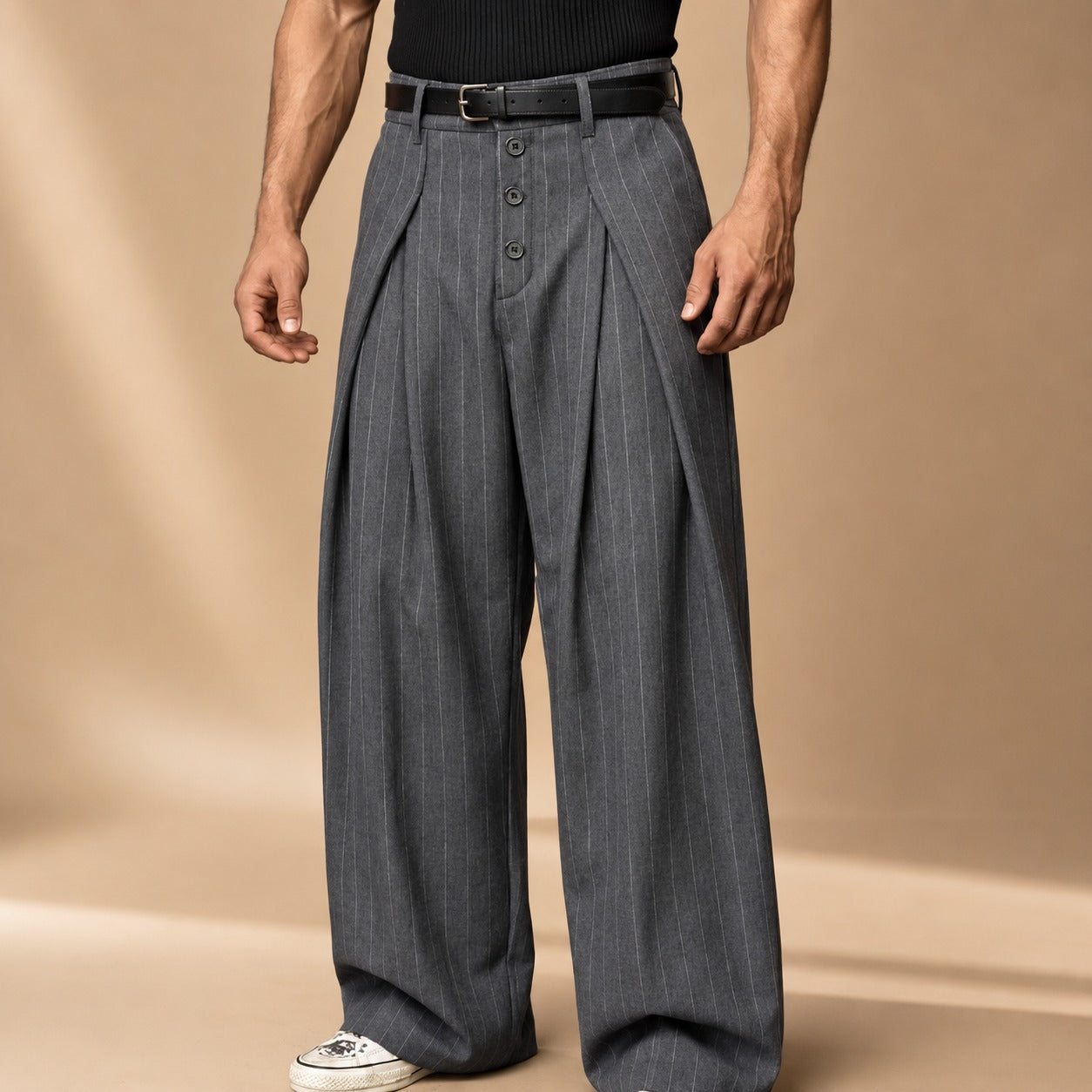 Farhan - Pantalon à motif avec coupe large