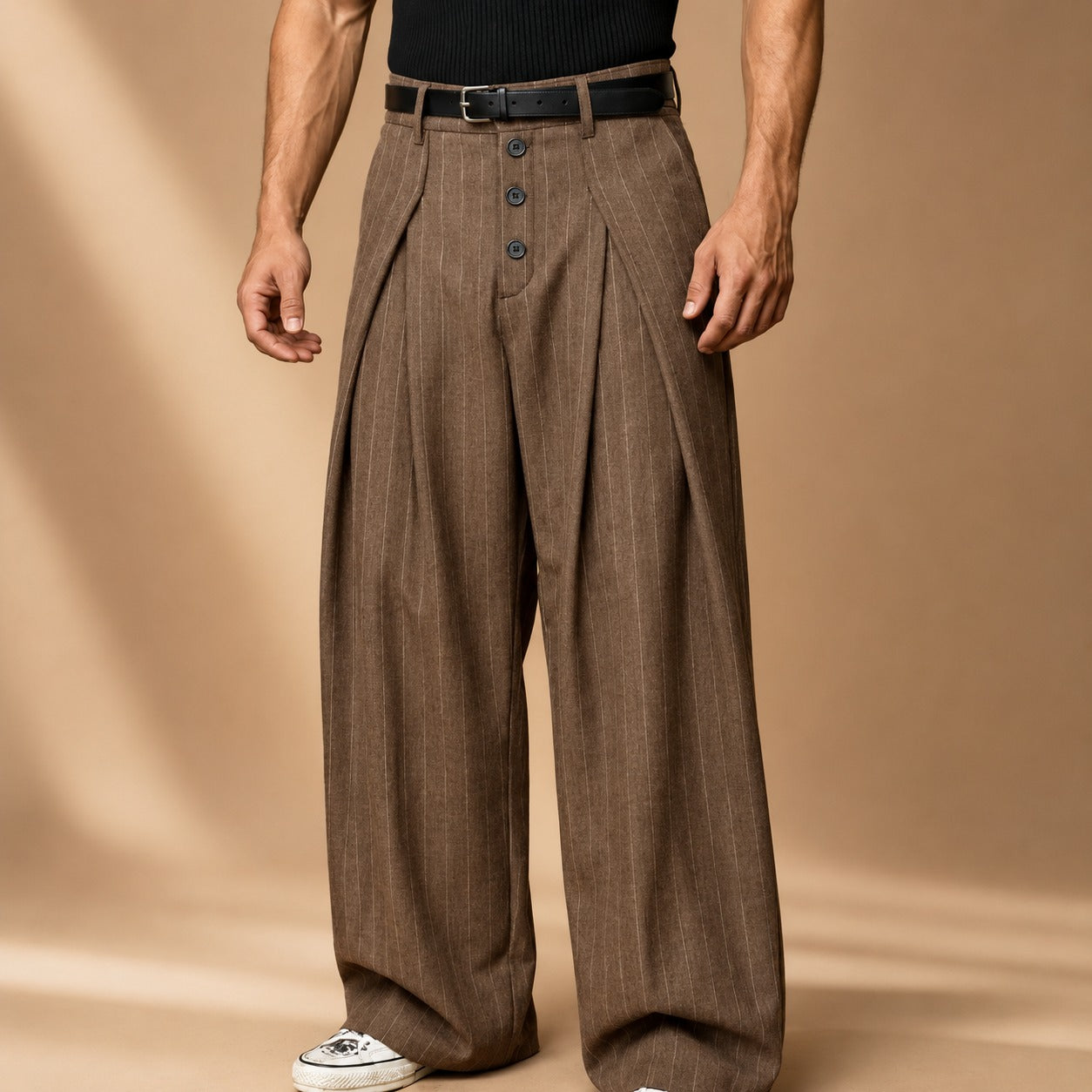 Farhan - Pantalon à motif avec coupe large