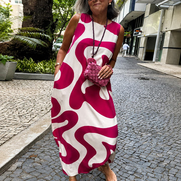 Taylor - Robe Chic Sans Manches à Motif Géométrique