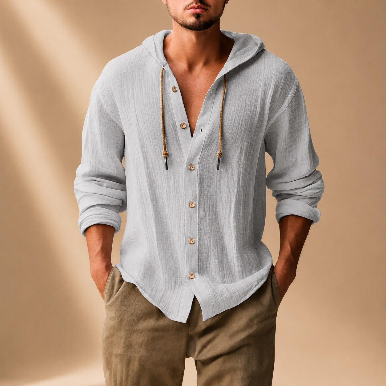 Kayne - Chemise Large avec Capuche et Manches Longues