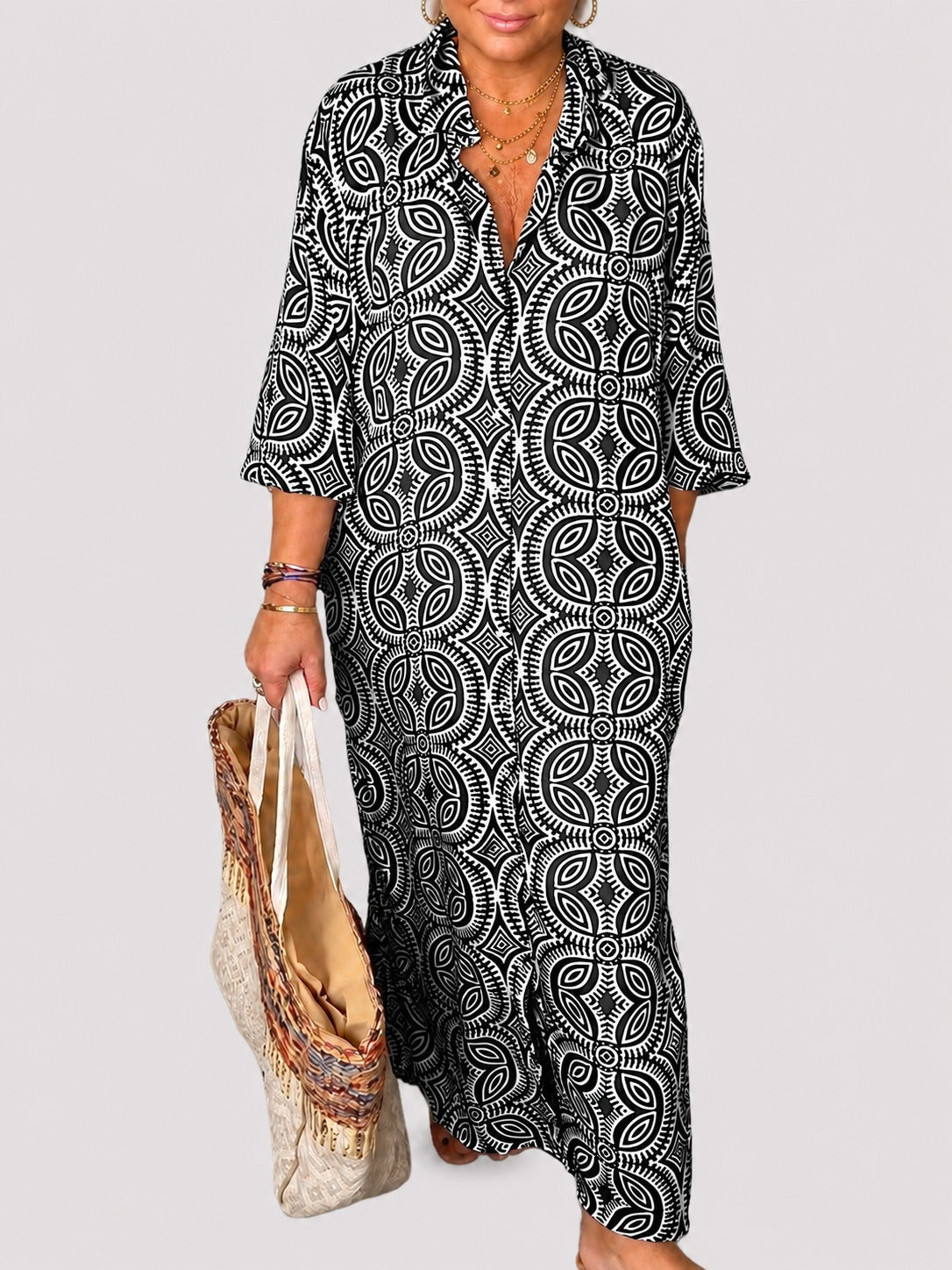 Liliana - Robe Longue avec Col Classique