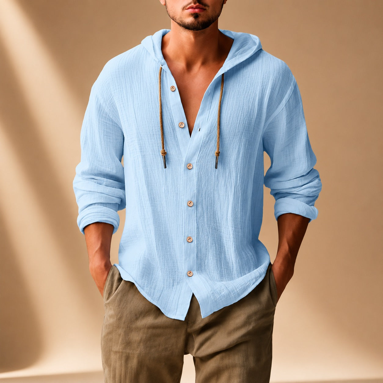 Kayne - Chemise Large avec Capuche et Manches Longues