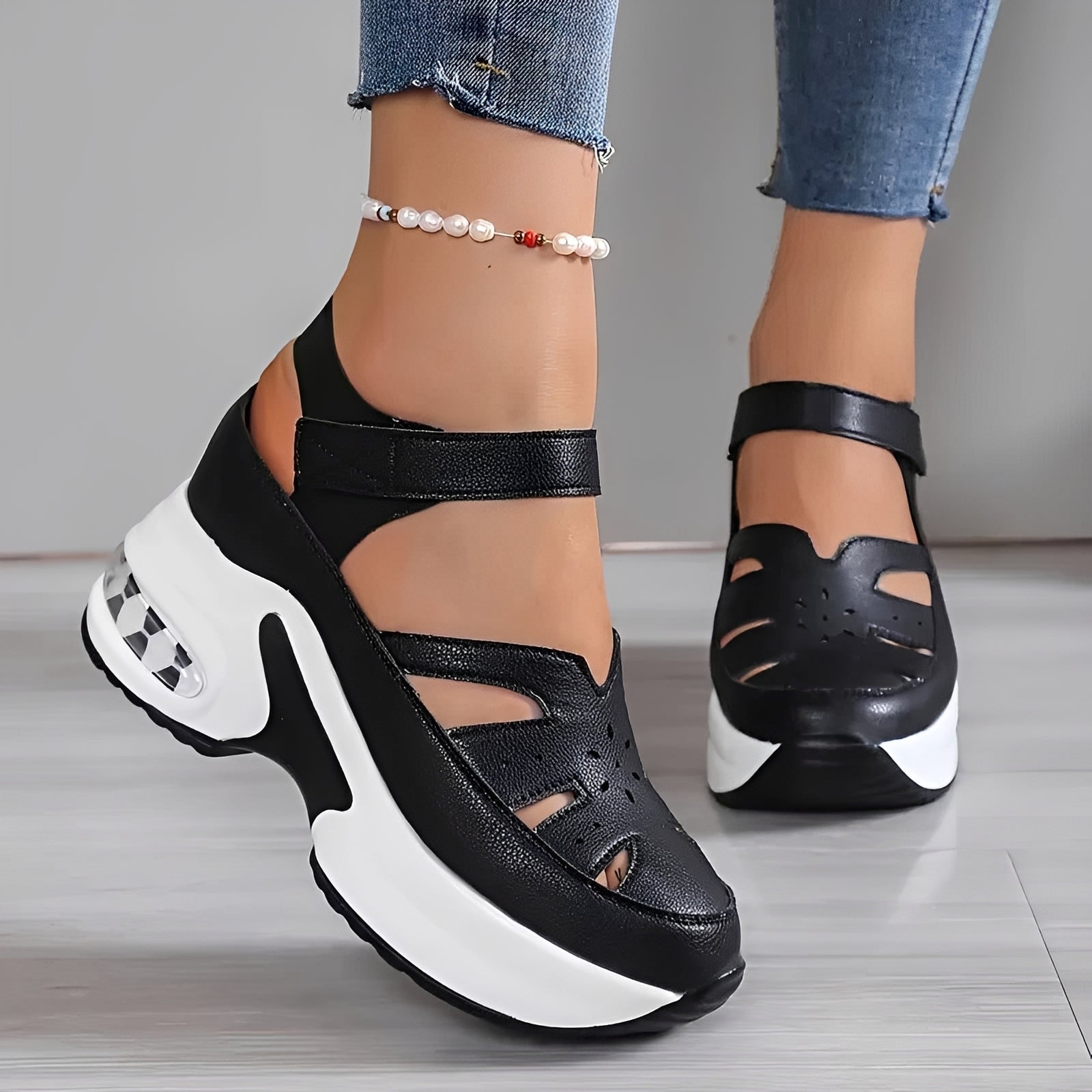 Tahlia - Sandales à Talon Compensé Sophistiquées