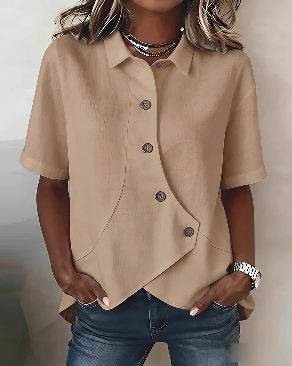 Mia - Chemise À Boutons Avec Forme Asymétrique