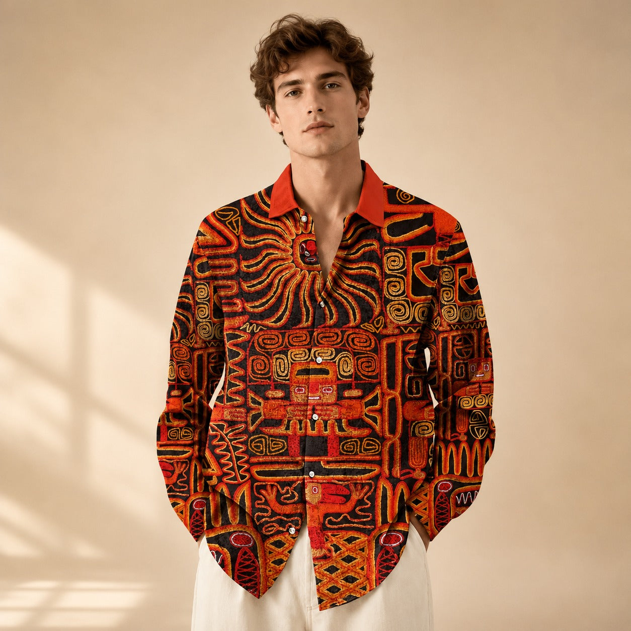 Neil - Chemise artistique à manches longues avec imprimé