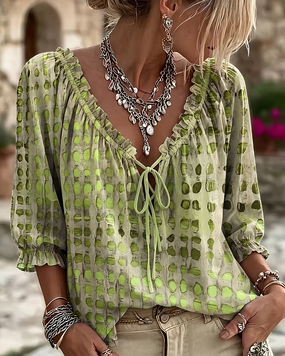Candice - Blouse Élégante à Pois