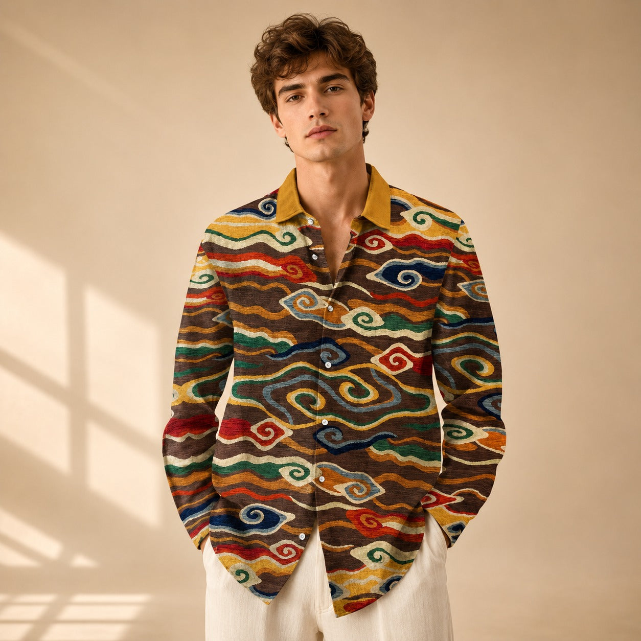 Neil - Chemise artistique à manches longues avec imprimé