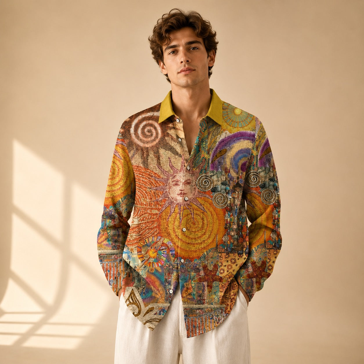 Neil - Chemise artistique à manches longues avec imprimé