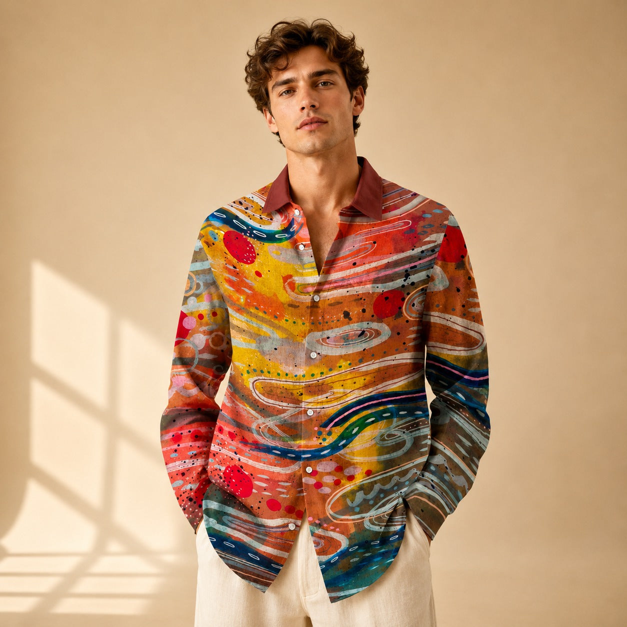 Neil - Chemise artistique à manches longues avec imprimé