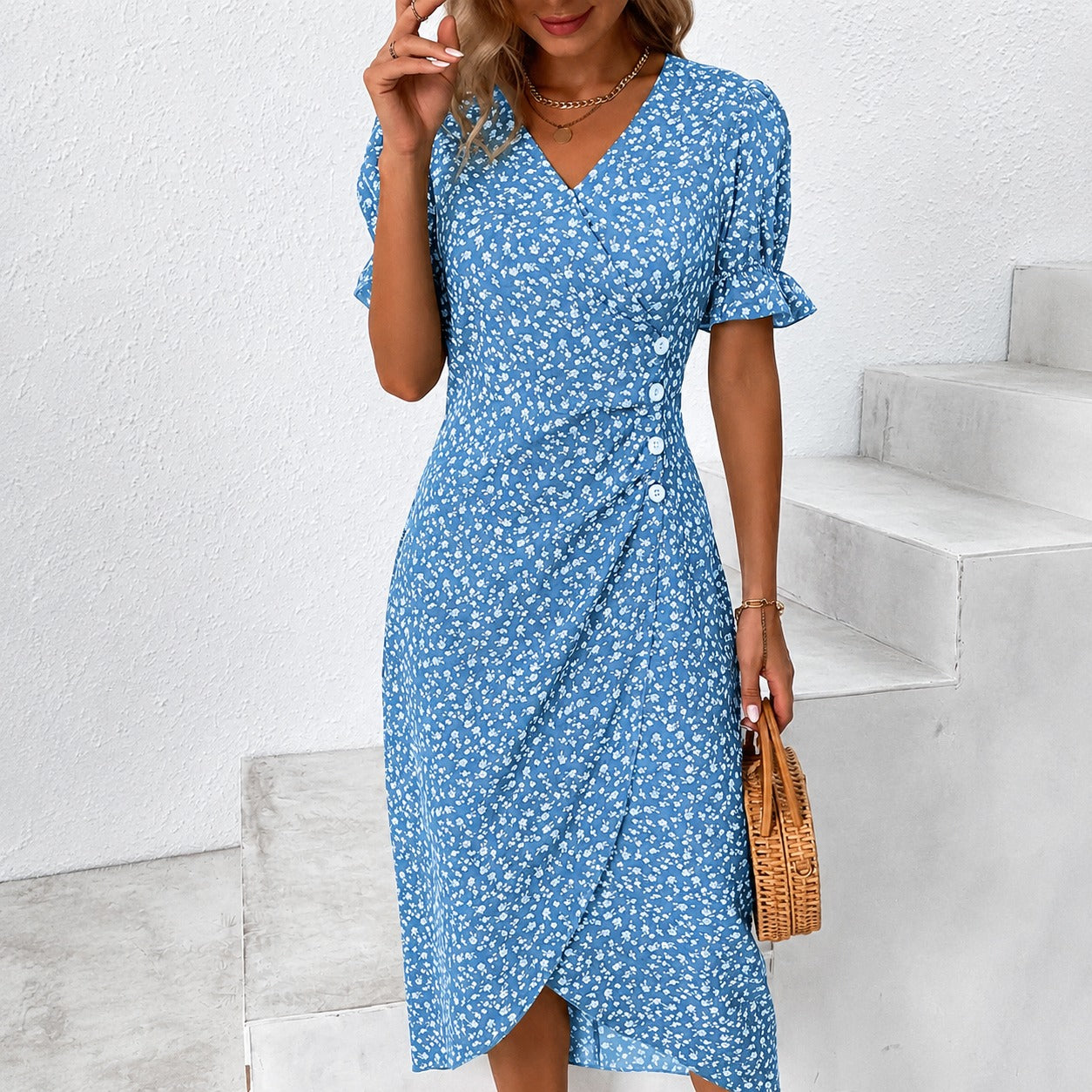 Gabriella - Robe élégante asymétrique à motifs floraux
