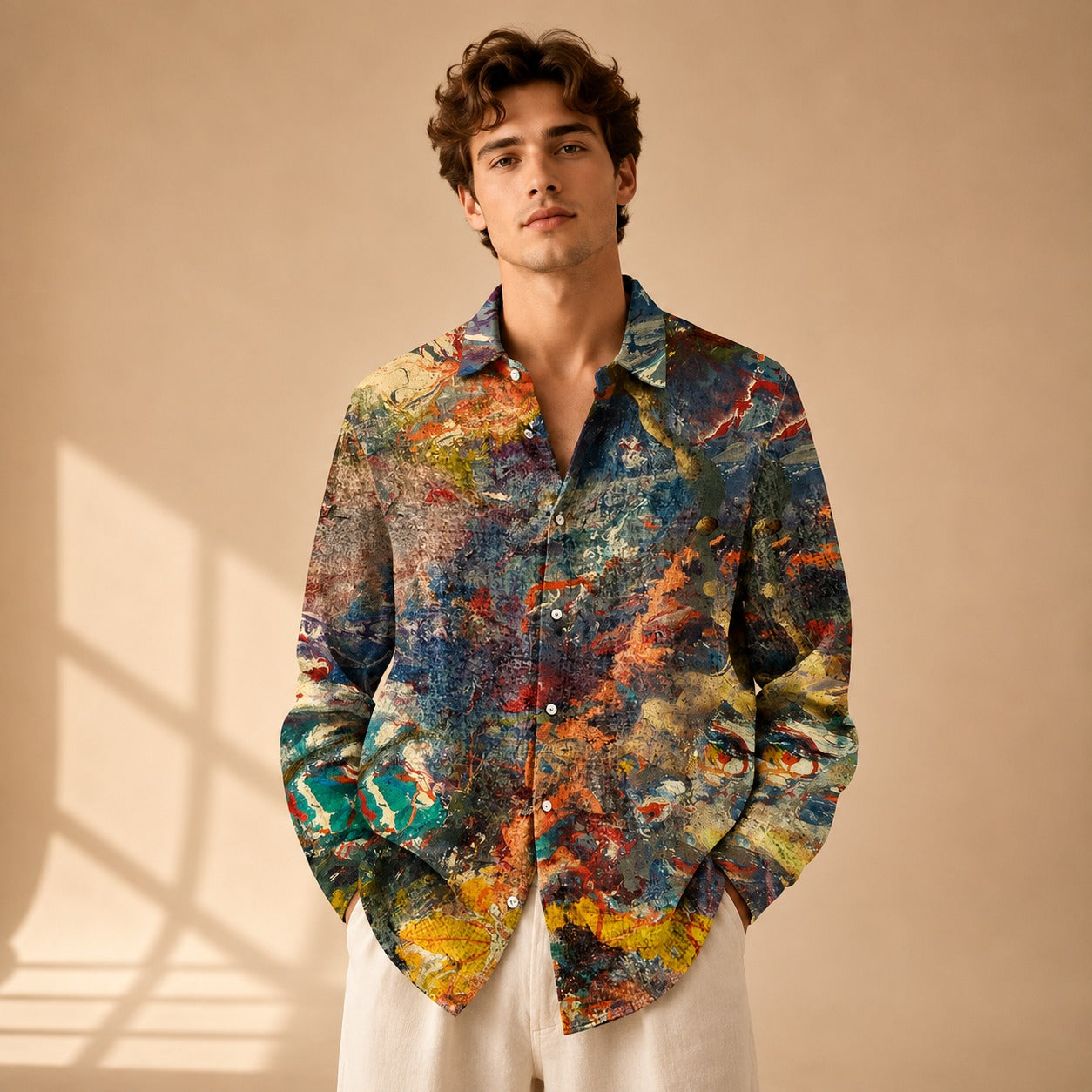 Neil - Chemise artistique à manches longues avec imprimé