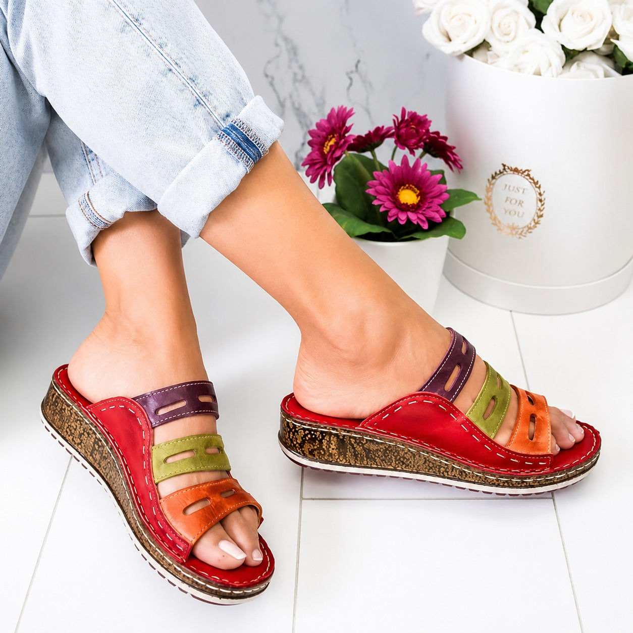 Christina - Sandales Confort Multicouleur