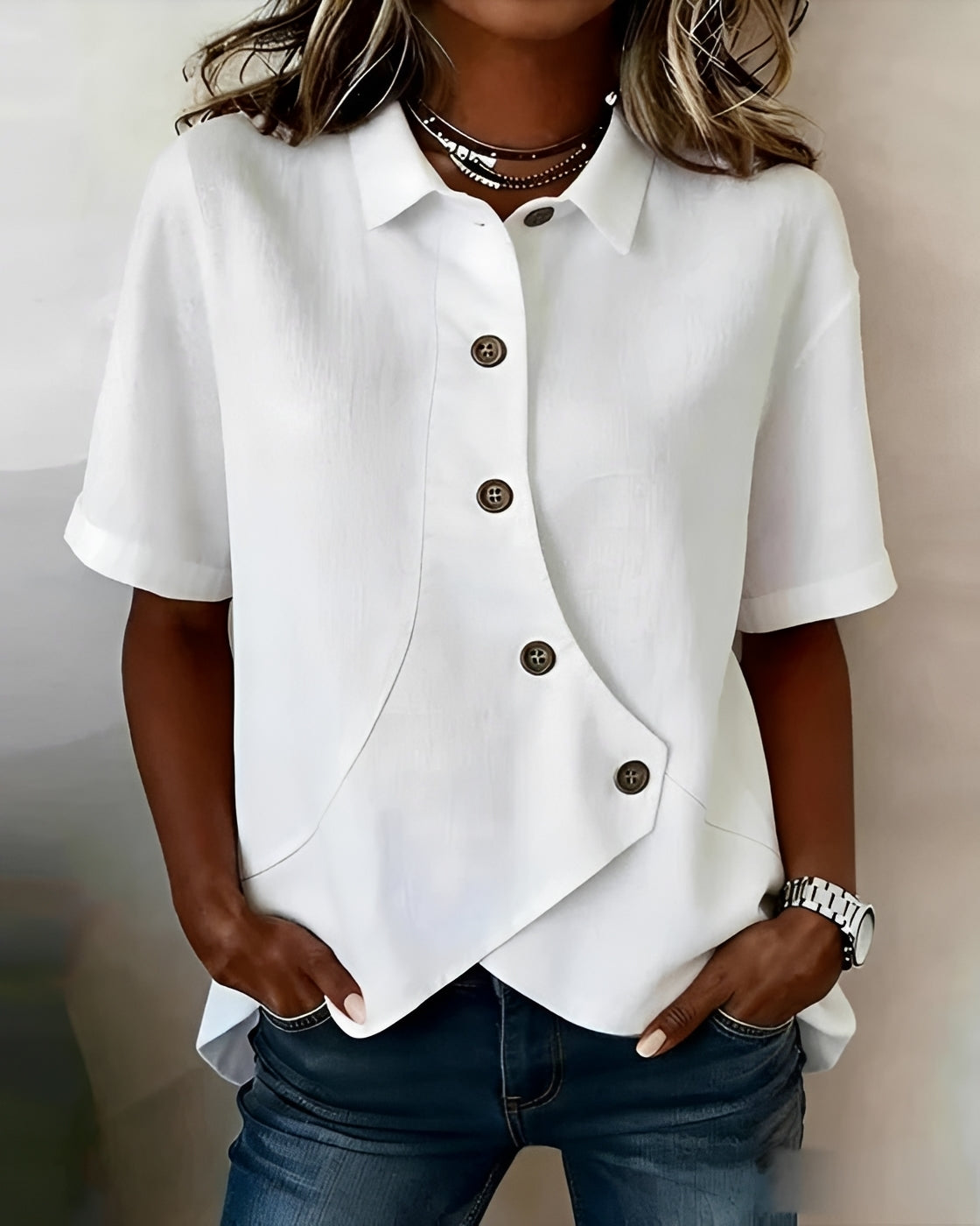 Mia - Chemise À Boutons Avec Forme Asymétrique