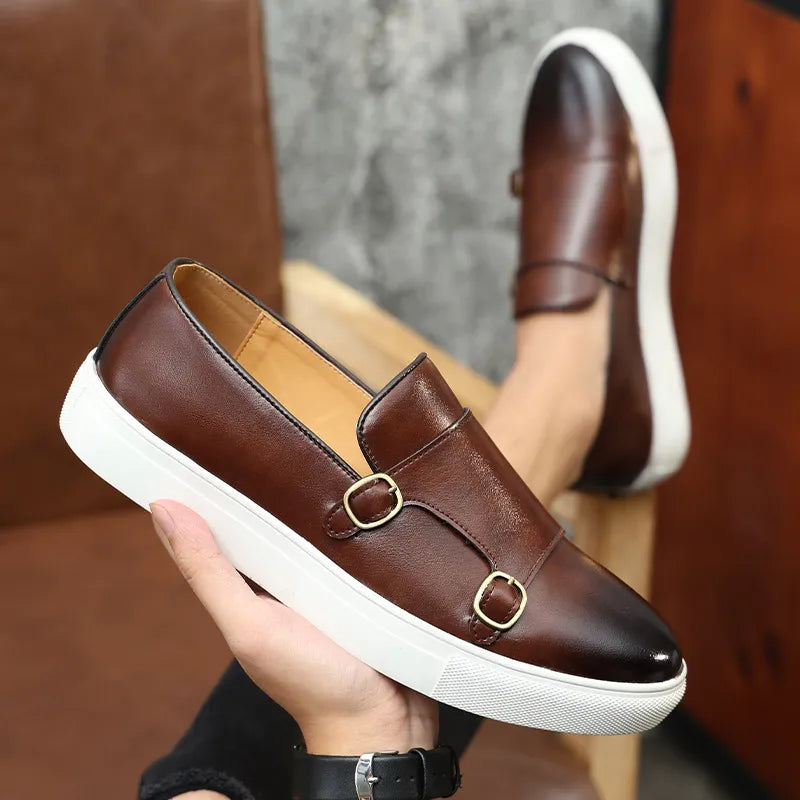 Jerald - Mocasines casual de cuero para hombre