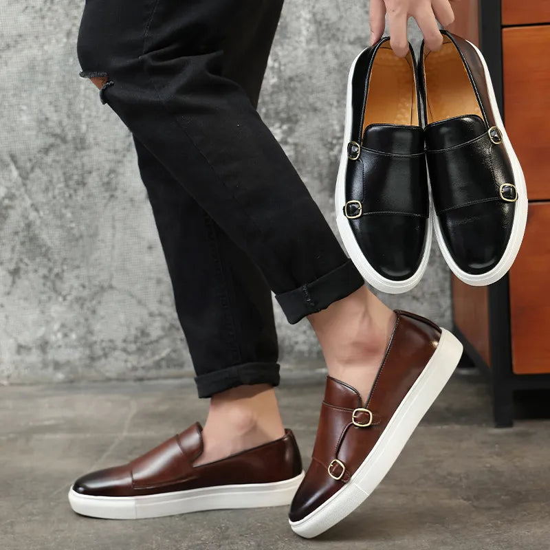 Jerald - Mocasines casual de cuero para hombre