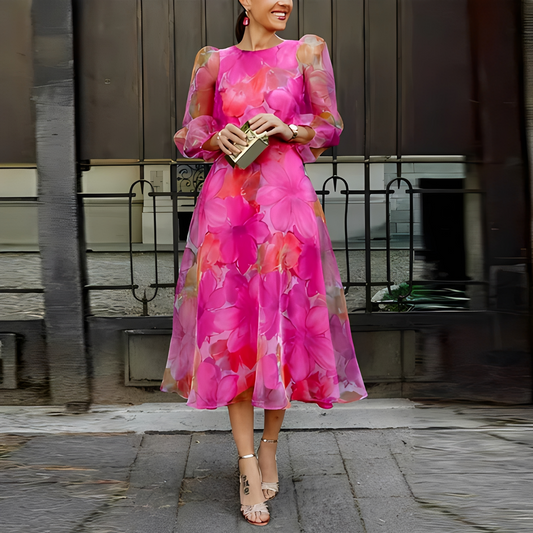 Elvie - Robe à fleurs chic à manches longues pour femme
