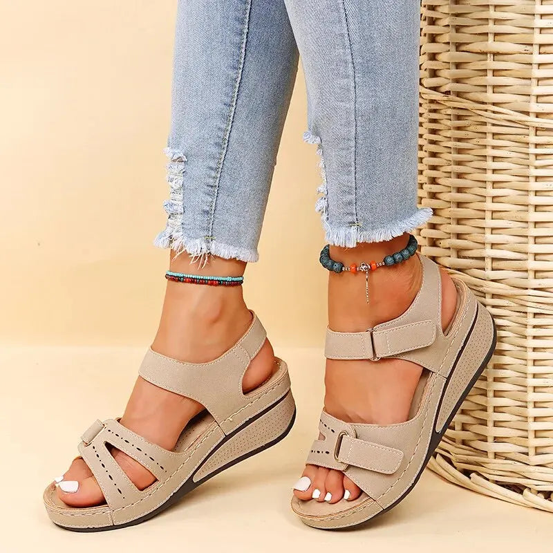 Mia - Sandales à Talon avec Fermeture Velcro