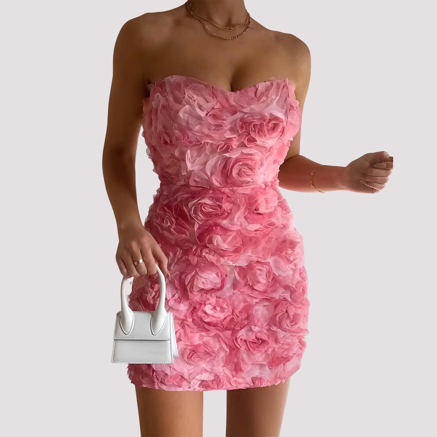Nastia - Robe chic sans bretelles à fleurs pour femmes