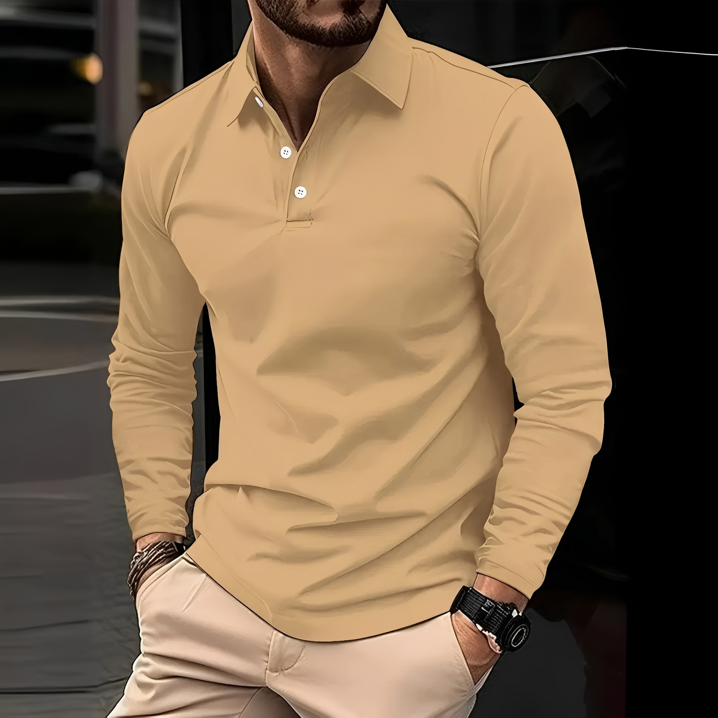Conner – Polo homme à manches longues – Agréable et détendu