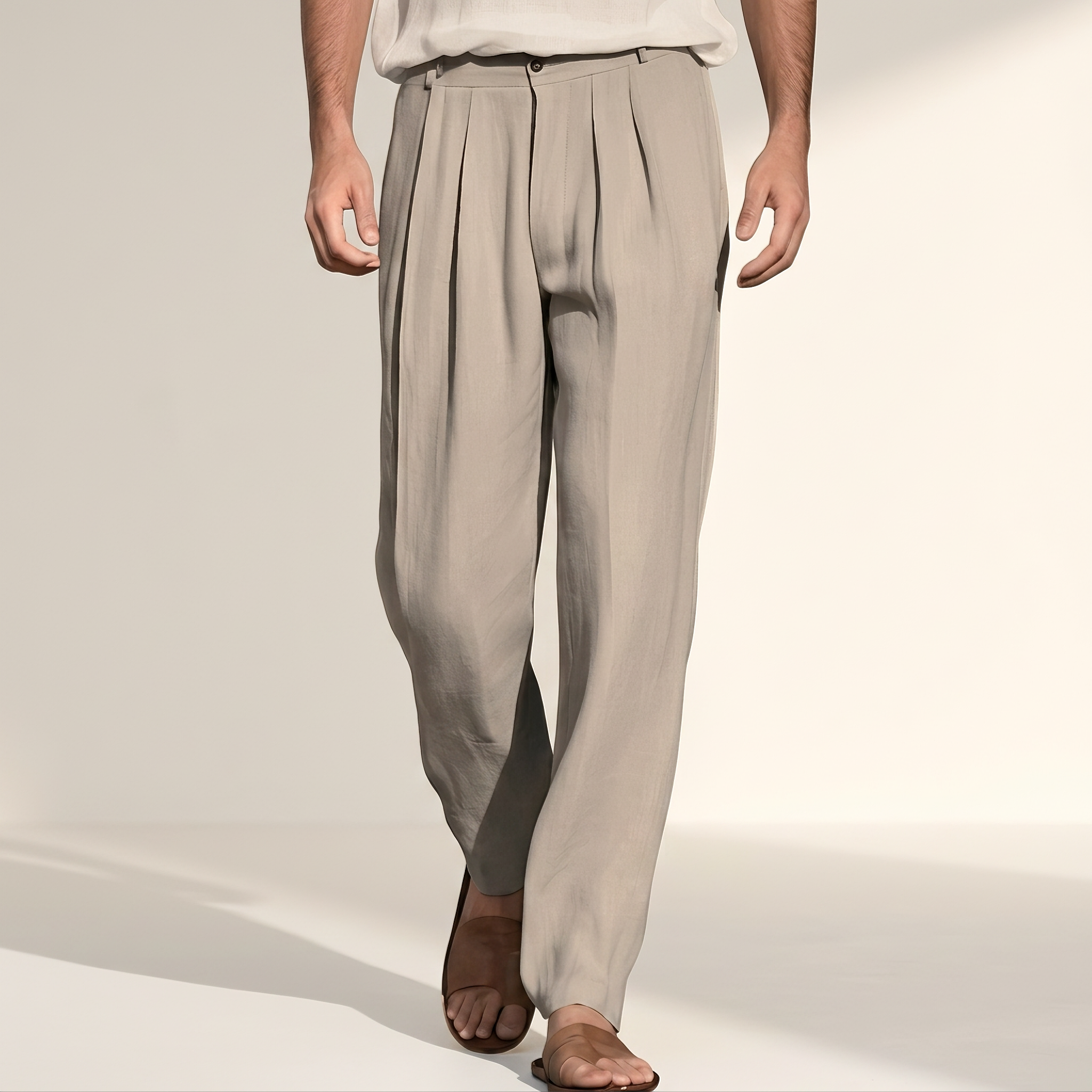 Randall - Pantalon large avec plis et style décontracté