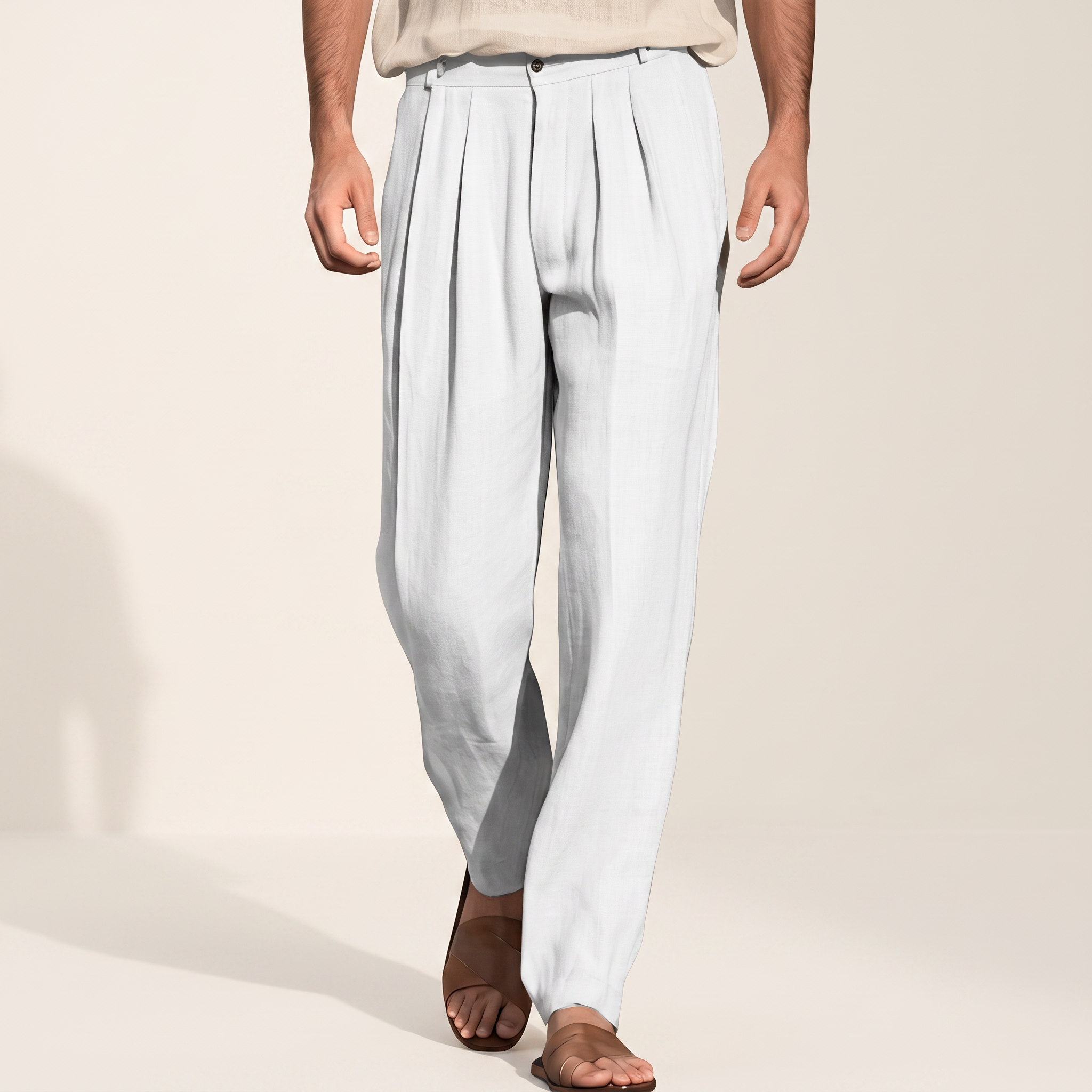 Randall - Pantalon large avec plis et style décontracté
